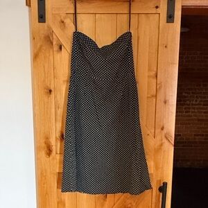 New York & Company Black and White Polka Dot Strapless Dress